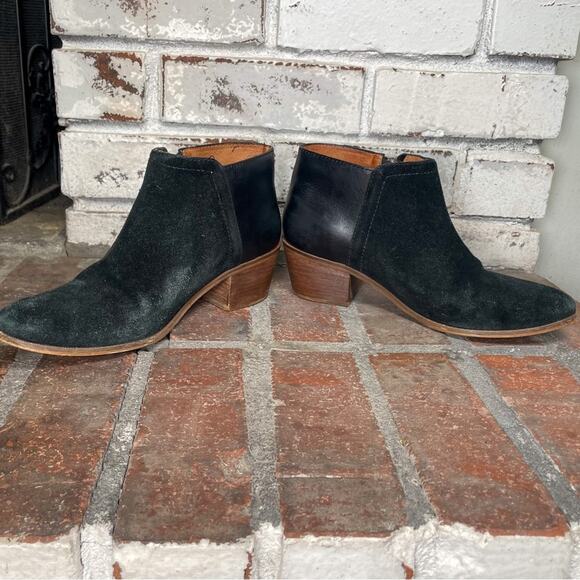 Madewell Cait Side Zip Suede & Leather Black Booties 8.5 - Picture 3 of 8